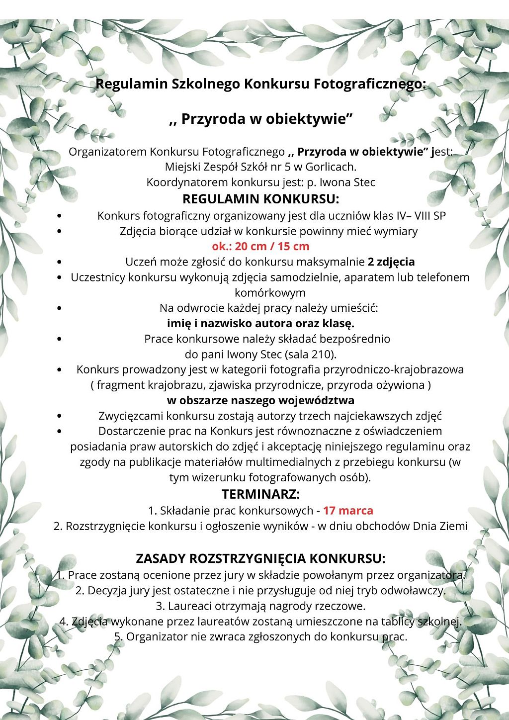 Przyroda w obiektywie - Szkolny Konkurs Fotograficzny